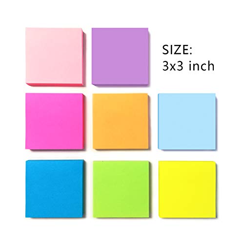 8 Pads Pop Up Sticky Notes 3x3 Refills Bright Colors Self-Stick Notes Pads Super Adhesive Sticky Notes Great Value Pack - Image 3