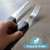 Adaptive Eating Utensils by Celley for Parkinson's, Arthritis, MS, Elderly, Hand Tremors, Handicapped | 4pc Easy Grip Silverware Stainless Steel Knife, Fork, 2 Spoons - Image 3