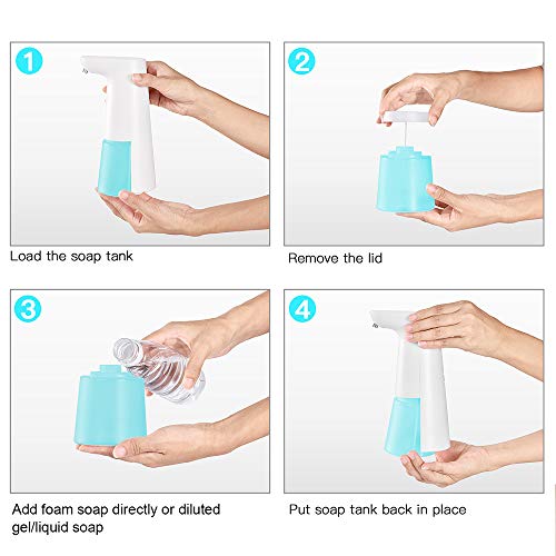 LAOPAO Soap Dispenser, Automatic Foaming Soap Dispenser Hand Free Countertop Soap Dspensers 240ml Touchless Soap Pump for Kitchen & Bathroom Xmas Gift White - Image 7