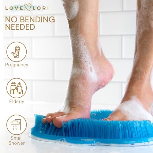 Love, Lori Foot, Back Scrubber for Shower – Premium Silicone Shower Foot Scrubber Mat – Bathroom Accessories Apartment Essentials (Blue) - Image 5