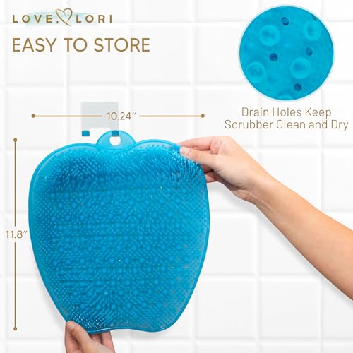 Love, Lori Foot, Back Scrubber for Shower – Premium Silicone Shower Foot Scrubber Mat – Bathroom Accessories Apartment Essentials (Blue) - Image 7