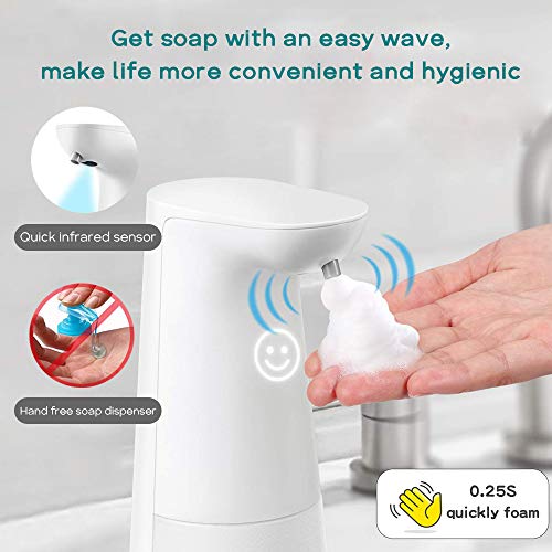 LAOPAO Soap Dispenser, Automatic Foaming Soap Dispenser Hand Free Countertop Soap Dspensers 240ml Touchless Soap Pump for Kitchen & Bathroom Xmas Gift White - Image 4
