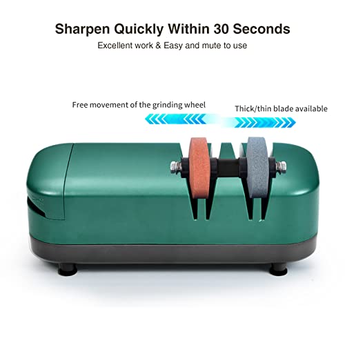 Electric Knife Sharpener, Professional Knife Sharpener for Home, 2 Stages for Kitchen Knives Quick Sharpening & Polishing, with Scissors Sharpening, Green - Image 5