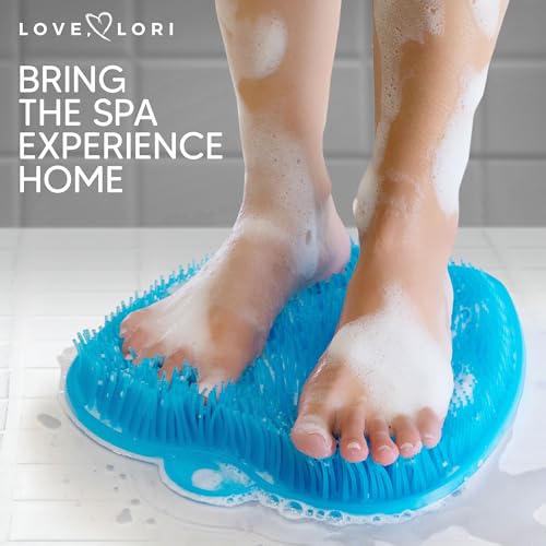 Love, Lori Foot, Back Scrubber for Shower – Premium Silicone Shower Foot Scrubber Mat – Bathroom Accessories Apartment Essentials (Blue) - Image 6
