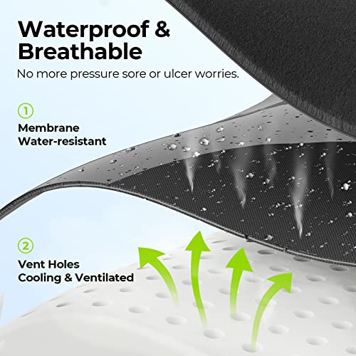 AUVON Wheelchair Seat Cushions (18"x16"x3") for Sciatica, Back, Coccyx, Pressure Sore and Ulcer Pain Relief, Memory Foam Pressure Relief Cushion with Removable Strap, Breathable & Waterproof Fabric - Image 5