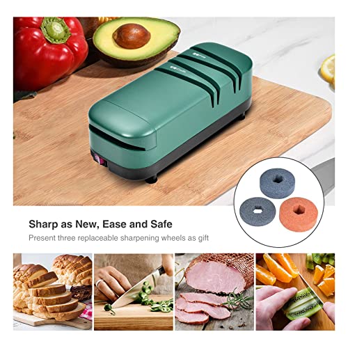Electric Knife Sharpener, Professional Knife Sharpener for Home, 2 Stages for Kitchen Knives Quick Sharpening & Polishing, with Scissors Sharpening, Green - Image 3