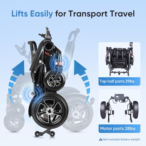 Electric Wheelchairs for Adults,2in1 Detachable Electric Wheelchairs for Senior,3s Foldable Lightweight Power Wheelchair Motorized Wheelchair with 18" Wide cushion,500W Motor,Portable Airline Approved - Image 3