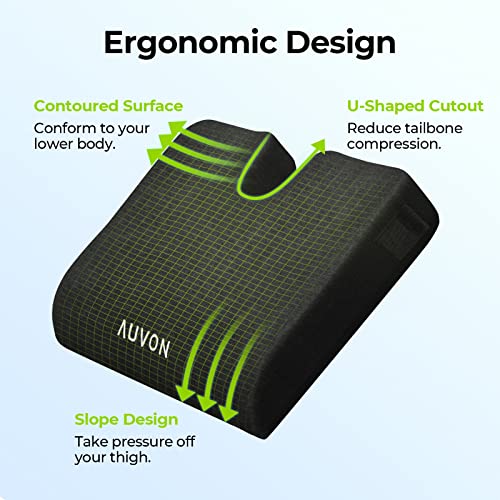 AUVON Wheelchair Seat Cushions (18"x16"x3") for Sciatica, Back, Coccyx, Pressure Sore and Ulcer Pain Relief, Memory Foam Pressure Relief Cushion with Removable Strap, Breathable & Waterproof Fabric - Image 4