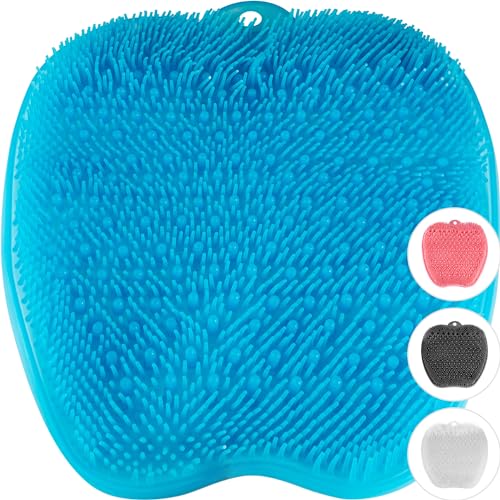 Love, Lori Foot, Back Scrubber for Shower – Premium Silicone Shower Foot Scrubber Mat – Bathroom Accessories Apartment Essentials (Blue)