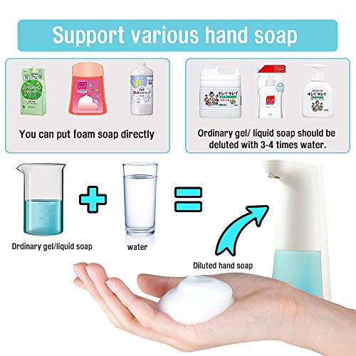 LAOPAO Soap Dispenser, Automatic Foaming Soap Dispenser Hand Free Countertop Soap Dspensers 240ml Touchless Soap Pump for Kitchen & Bathroom Xmas Gift White - Image 6