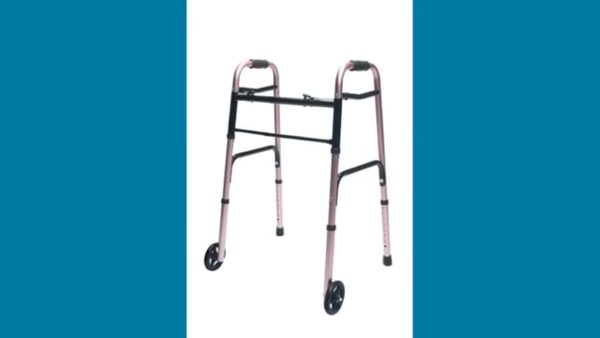 Lumex ColorSelect Walker, Lightweight & Folding 2-Wheel Walker for Adults & Seniors, Pink - Image 7