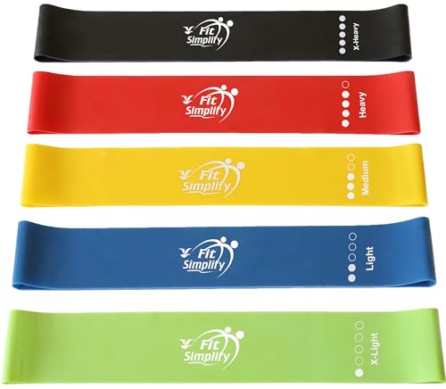 Fit Simplify Resistance Loop Exercise Bands with Instruction Guide and Carry Bag, Set of 5 - Image 3